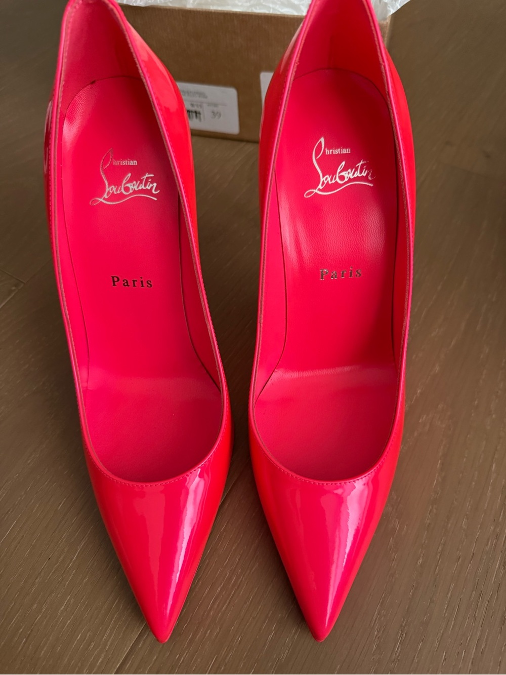 Christian Louboutin Pink-Red Patent Pointed Toe Pumps